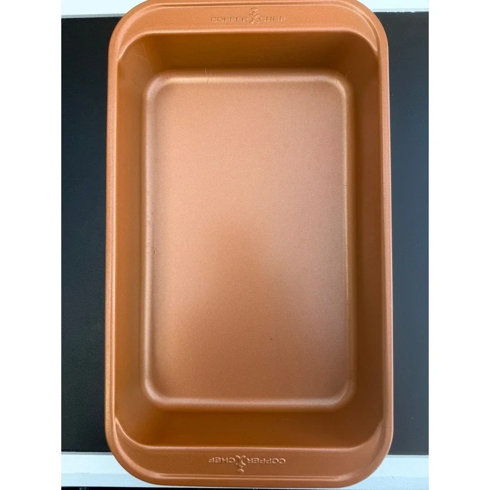 Copper Chef Bake & Crisp Pan 4 Piece Set Non-Stick Brownie Pan with Lid 11x7x2